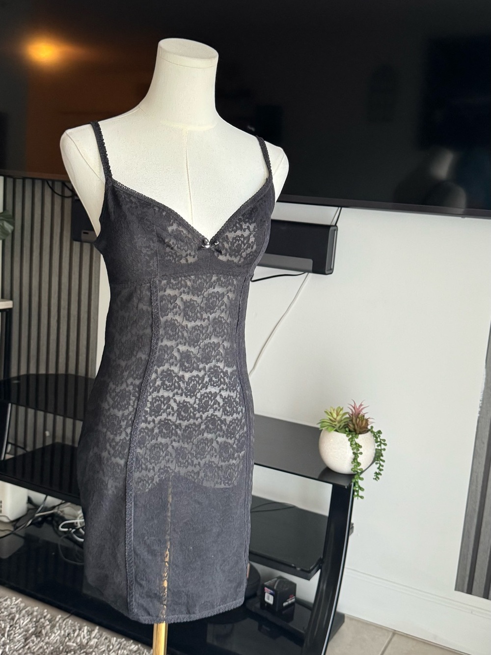 Black Lace Slip Dress - Women Intimates